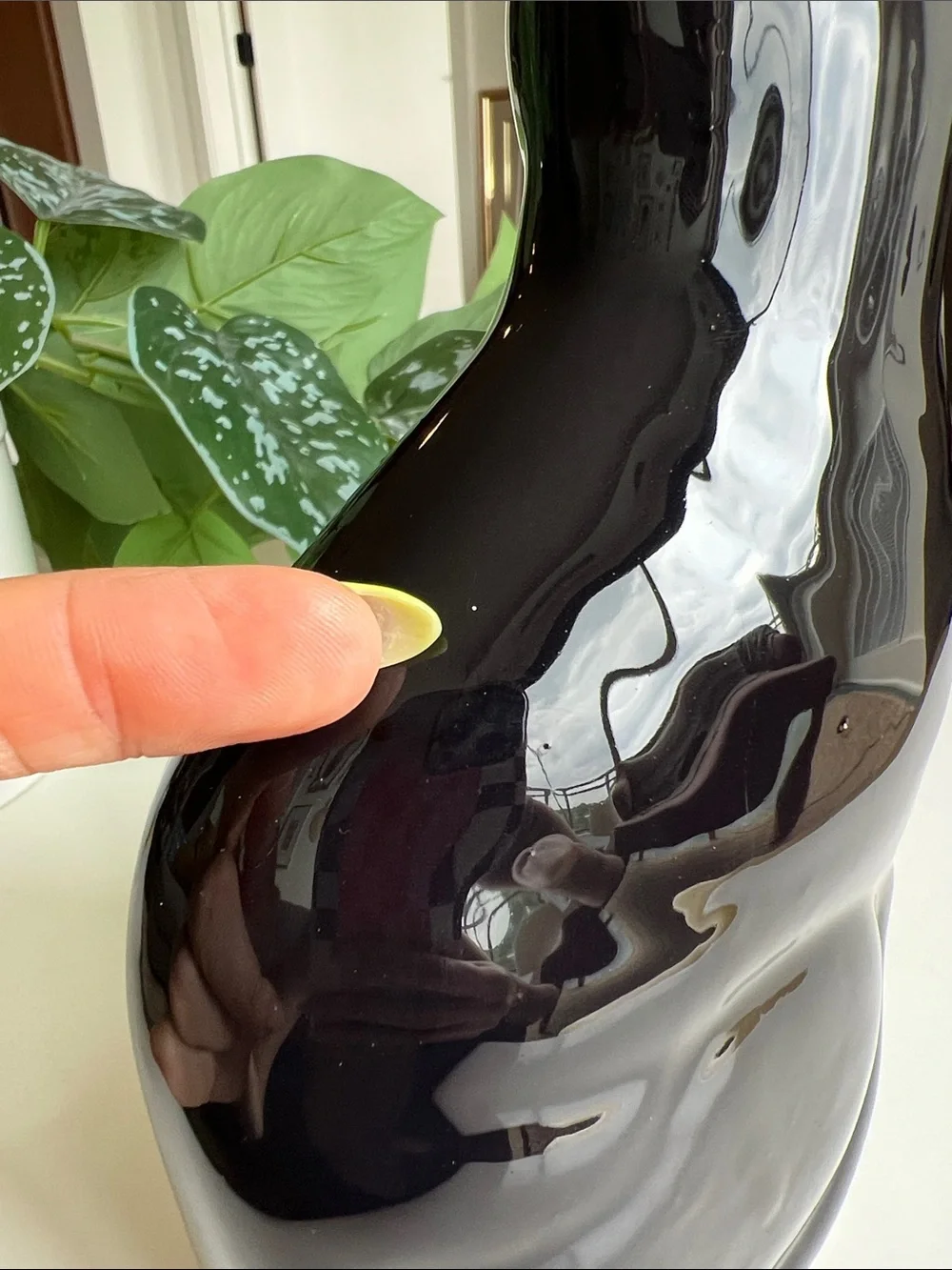 Vintage 80s Enesco Glossy Ceramic Black Cat Decor